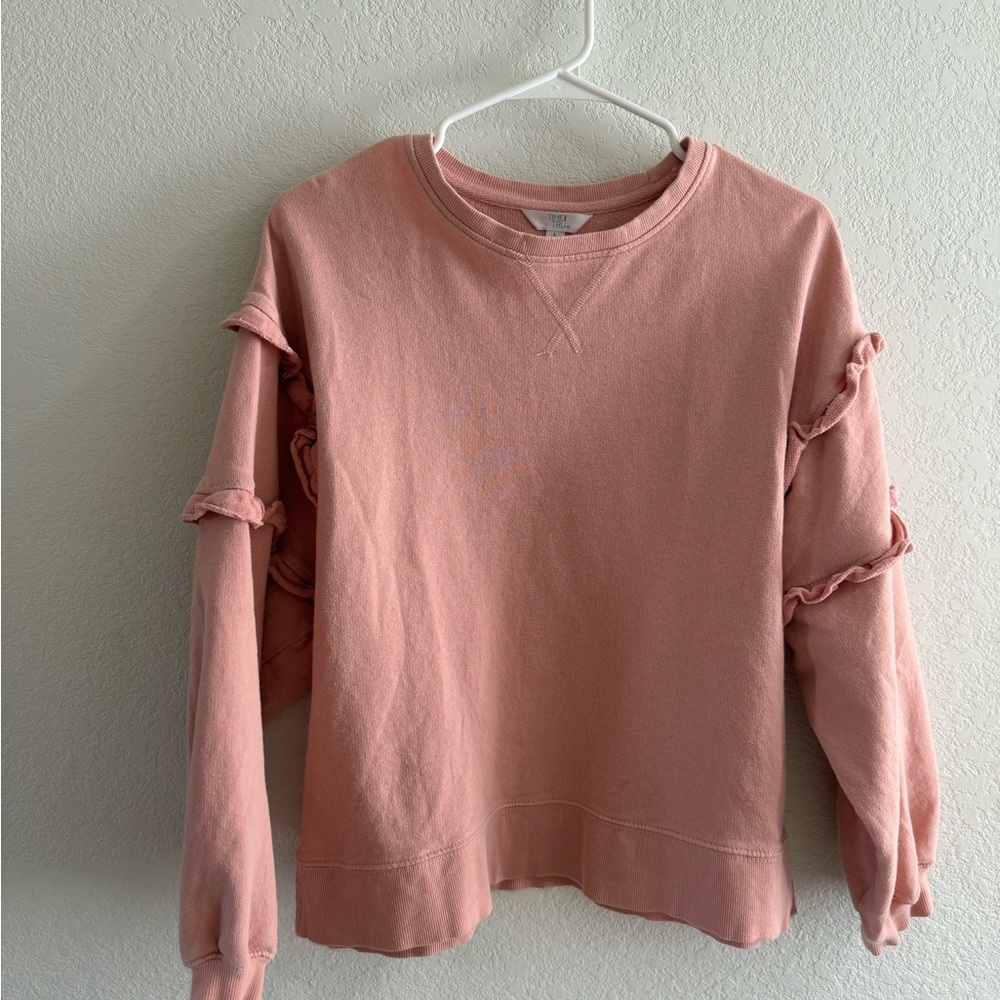 Time and Tru Pink Ruffle Sleeve Sweatshirt